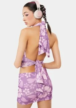 O Mighty Purple Hibiscus Mini Skirt