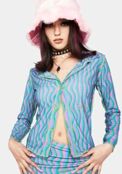 O Mighty Tops Blue Squiggly Shirt