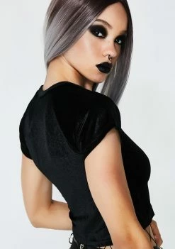 O Mighty 666 Velvet Crop Tee Tops