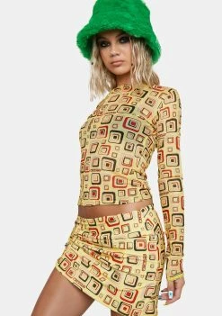 O Mighty Yellow Cubby Mesh Long Sleeve Top