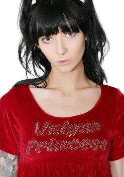 O Mighty Vulgar Princess Velvet Babydoll Dress Dresses