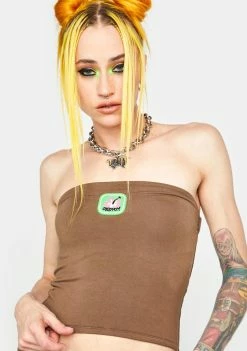 O Mighty Brown Aloha Tube Top Tops