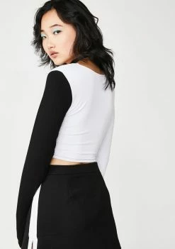 O Mighty Tops Opposites Attract Long Sleeve Crop Top