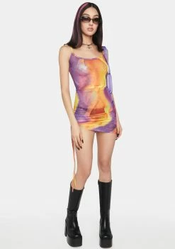 O Mighty Club Dresses Sunset Mesh Dress