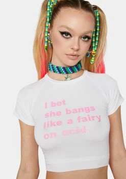 O Mighty Fairy On Acid Crop Tee Tops