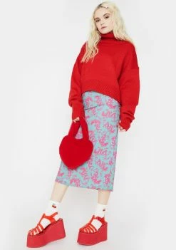 O Mighty Bottoms Teal Dragon Midi Skirt