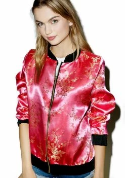 O Mighty Cherry Blossom Bomber Jacket