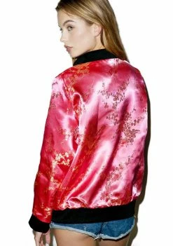 O Mighty Cherry Blossom Bomber Jacket