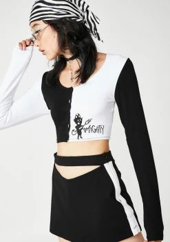 O Mighty Tops Opposites Attract Long Sleeve Crop Top