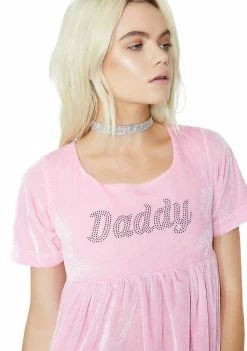 O Mighty Dresses Daddy Velvet Babydoll Dress