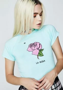O Mighty La Rosa Crop Tee Tops