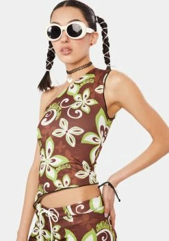 O Mighty Mocha Malibu One Shoulder Top Tank Crop Top