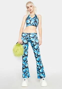 O Mighty Tops Blue Bobble Halter Top