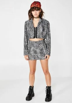 O Mighty Outerwear Snow Leopard Cropped Blazer