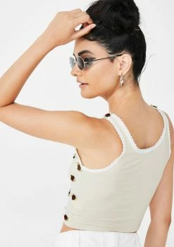 O Mighty Mocha Butterfly Flowerbud Tank Top Tops