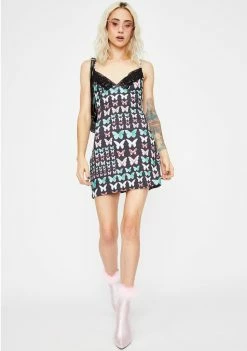O Mighty Dresses Black Butterfly Cami Dress