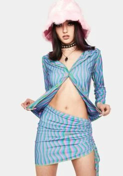 O Mighty Blue Squiggly Mini Skirt