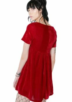 O Mighty Vulgar Princess Velvet Babydoll Dress Dresses