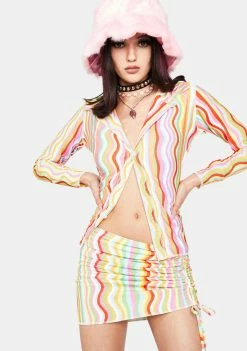 O Mighty Rainbow Squiggly Mini Skirt Bottoms