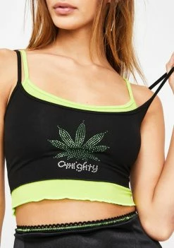 O Mighty Tops Maryjane Rhinestone Double Layer Crop Tank