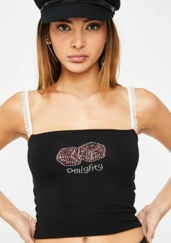 O Mighty Dice Rhinestone Ruffle Tank