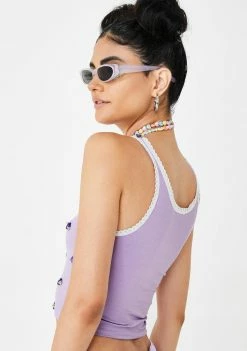 O Mighty Tops Grape Butterfly Flowerbud Tank Top