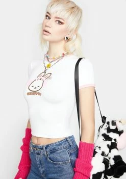 O Mighty Crop Tee Bunny Logo Ringer Tee