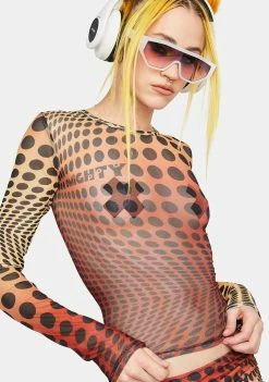 O Mighty Orange Illusion Mesh Top Mesh Shirt