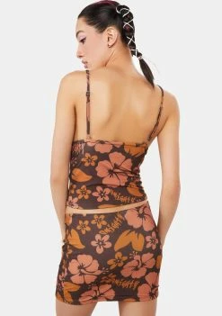 O Mighty Mocha Hibiscus Mini Skirt