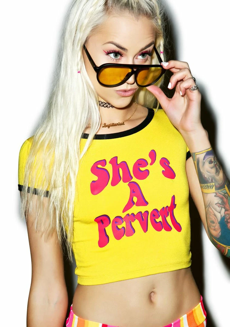 Discount ⭐ O Mighty Tops Sheâs A Pervert Ringer Tee 🎉 3 O Mighty Tops Sheâs A Pervert Ringer Tee