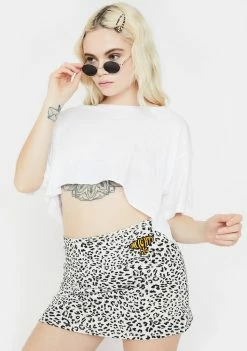 O Mighty Bottoms Low Waist Leopard Mini Skirt